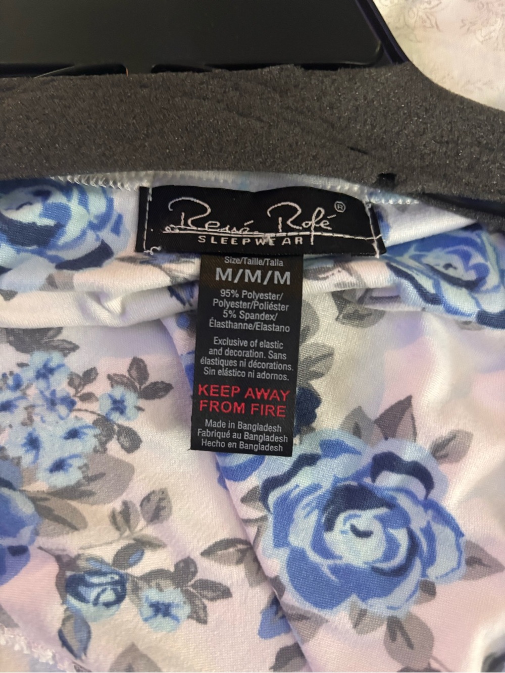 Womens Blue Floral Pajama Set - Soft Short Sleeve Top & Shorts by Rene Rofe - Picture 2 of 3